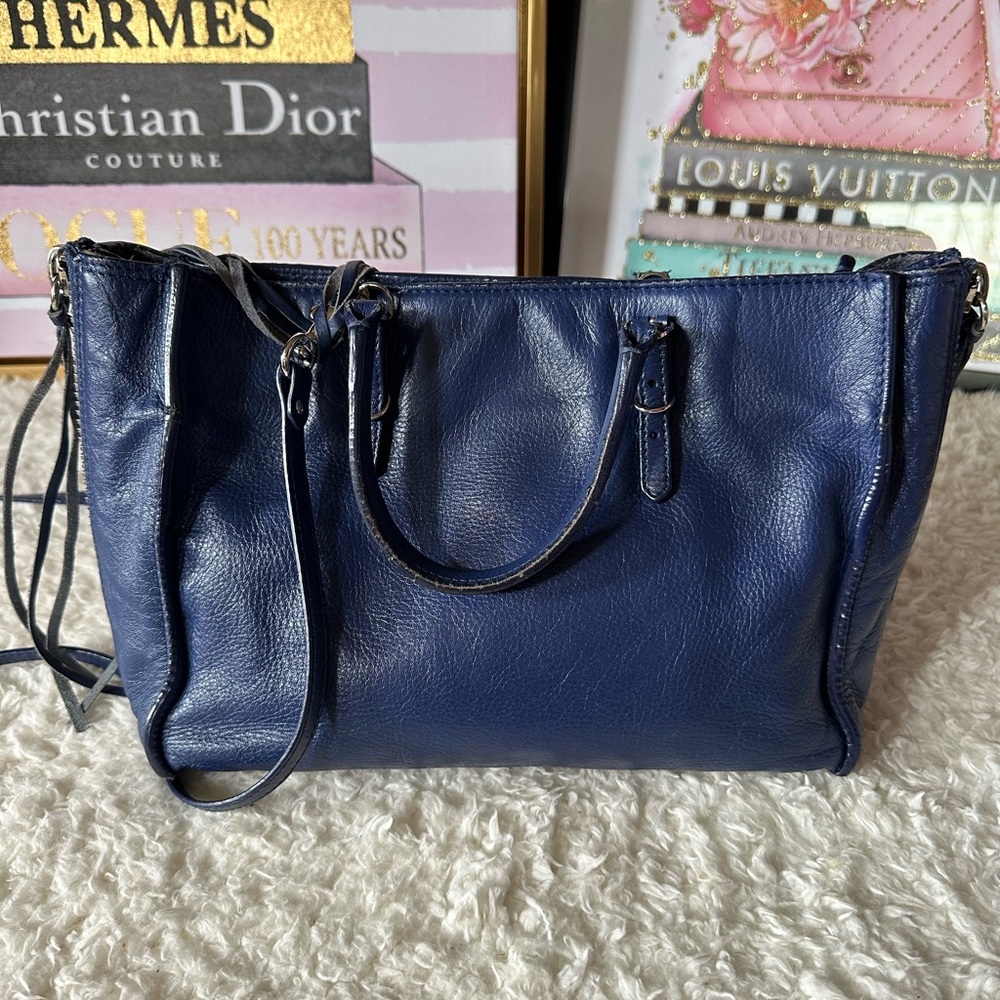 Balenciaga Mini Papier A4 Zip Around Tote Navy with Mirror - Picture 4 of 16